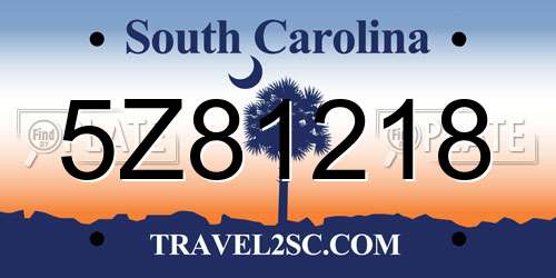 5Z81218 South Carolina License Plate