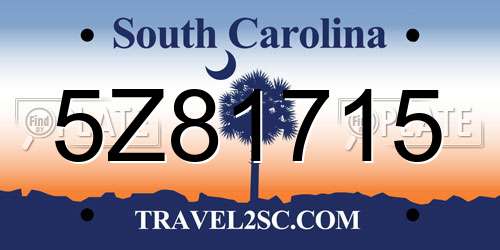 5Z81715 South Carolina License Plate