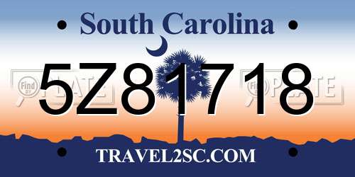 5Z81718 South Carolina License Plate