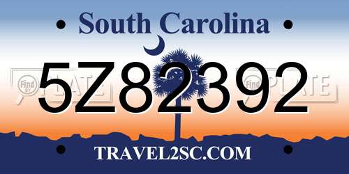 5Z82392 South Carolina License Plate