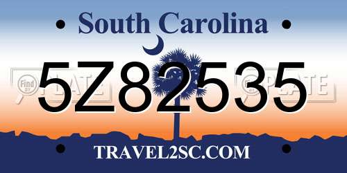 5Z82535 South Carolina License Plate