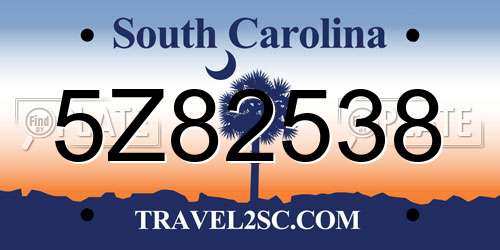 5Z82538 South Carolina License Plate