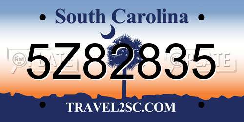 5Z82835 South Carolina License Plate