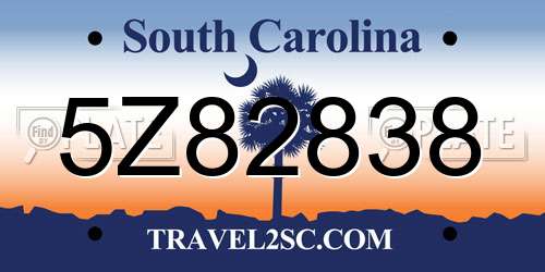5Z82838 South Carolina License Plate