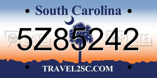 5Z85242 South Carolina License Plate
