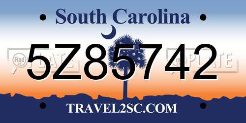 5Z85742 South Carolina License Plate