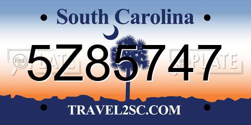 5Z85747 South Carolina License Plate
