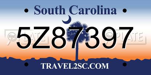 5Z87397 South Carolina License Plate