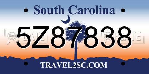 5Z87838 South Carolina License Plate