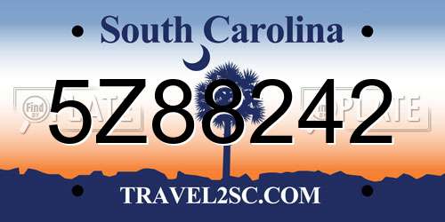 5Z88242 South Carolina License Plate