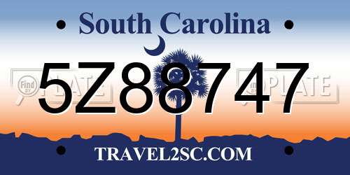 5Z88747 South Carolina License Plate