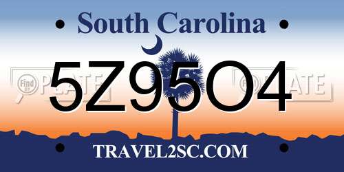 5Z95O4 South Carolina License Plate