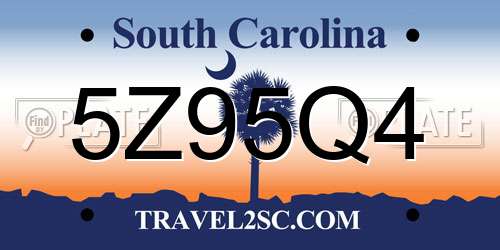 5Z95Q4 South Carolina License Plate