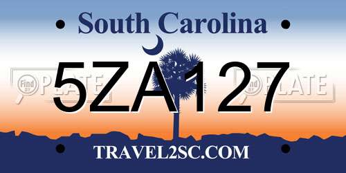 5ZA127 South Carolina License Plate