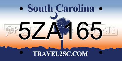 5ZA165 South Carolina License Plate
