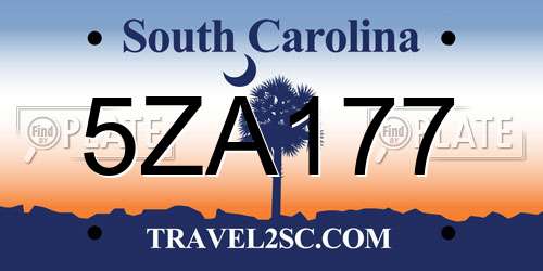 5ZA177 South Carolina License Plate