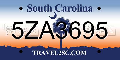 5ZA3695 South Carolina License Plate
