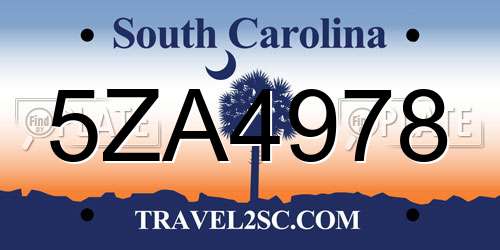 5ZA4978 South Carolina License Plate
