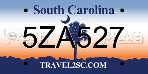 5ZA527 South Carolina License Plate