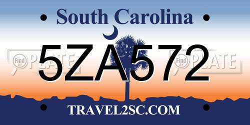 5ZA572 South Carolina License Plate