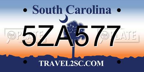 5ZA577 South Carolina License Plate