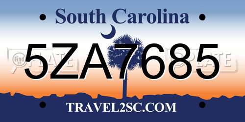 5ZA7685 South Carolina License Plate