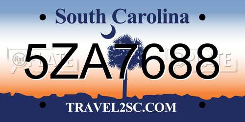 5ZA7688 South Carolina License Plate