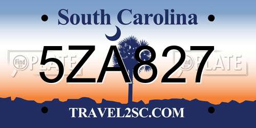 5ZA827 South Carolina License Plate