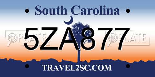 5ZA877 South Carolina License Plate