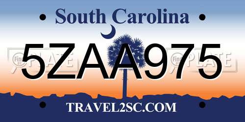 5ZAA975 South Carolina License Plate