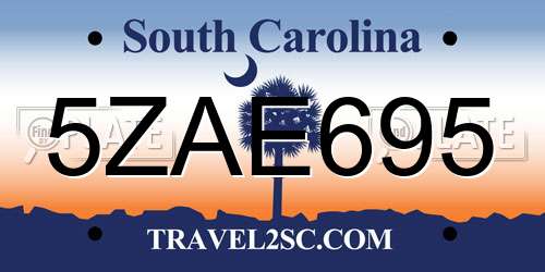 5ZAE695 South Carolina License Plate