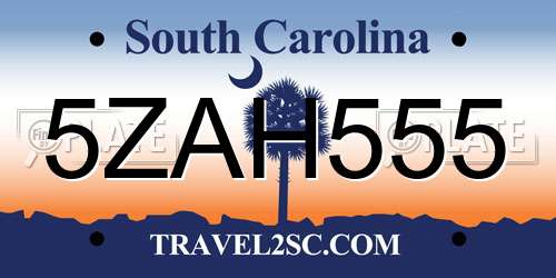 5ZAH555 South Carolina License Plate