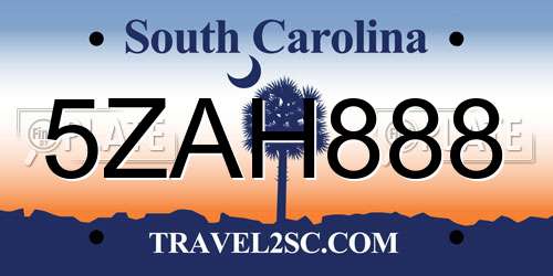 5ZAH888 South Carolina License Plate