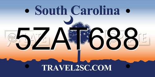 5ZAT688 South Carolina License Plate