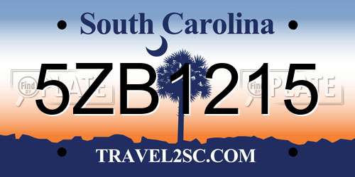 5ZB1215 South Carolina License Plate
