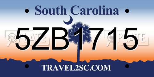 5ZB1715 South Carolina License Plate