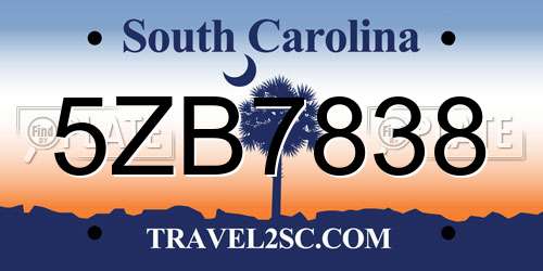 5ZB7838 South Carolina License Plate