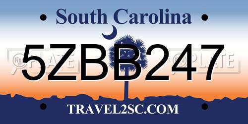 5ZBB247 South Carolina License Plate