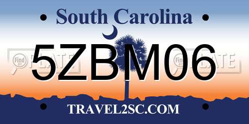 5ZBM06 South Carolina License Plate