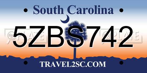5ZBS742 South Carolina License Plate