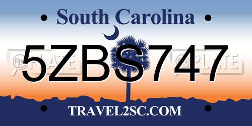 5ZBS747 South Carolina License Plate