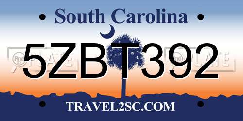 5ZBT392 South Carolina License Plate