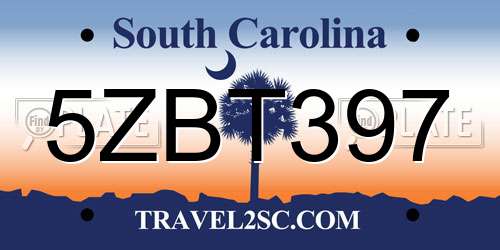 5ZBT397 South Carolina License Plate