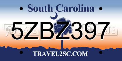 5ZBZ397 South Carolina License Plate