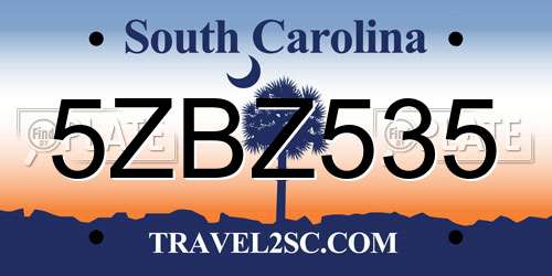 5ZBZ535 South Carolina License Plate