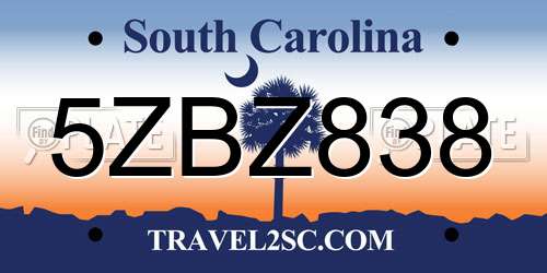 5ZBZ838 South Carolina License Plate