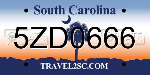5ZD0666 South Carolina License Plate