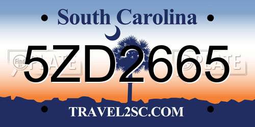 5ZD2665 South Carolina License Plate