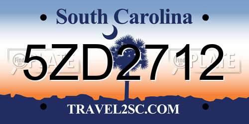 5ZD2712 South Carolina License Plate