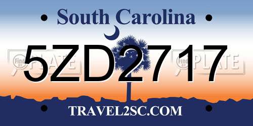5ZD2717 South Carolina License Plate